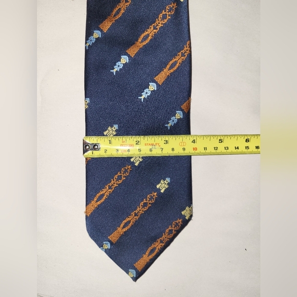 Wemlon By Wembley Castle Tie Navy Blue Brown - Picture 6 of 7